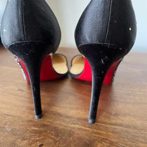 Christian Louboutin black silk Strass Helmoon d'Orsay evening pumps size 351/2 - Picture 6 of 7